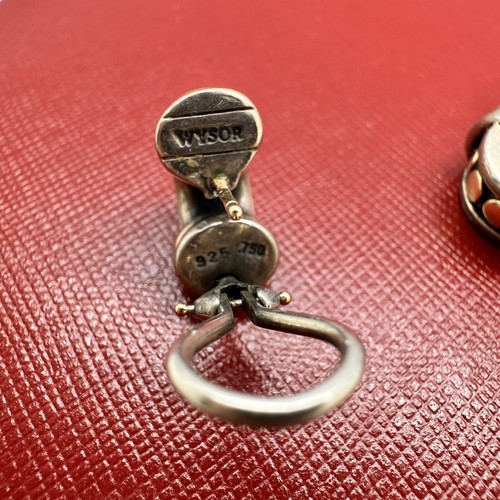 DAVID WYSOR 925 STERLING SILVER 18K GOLD OMEGA BACK EARRINGS - Picture 5 of 9