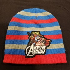 Marvel Super Heroes Avengers Assemble Boys Character Red Beanie Hat Blue Red OS