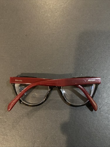 PRADA Eyeglasses Frames VPR 02T USH-1O1 Tortoise Red Cat Eye Full Rim 52-17-140 - Picture 5 of 9