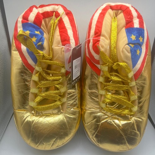 Zapatillas deportivas de felpa estilo Trump MAGA de moda, acogedores zapatos de casa - Imagen 7 de 10