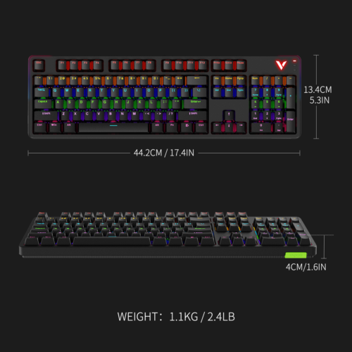 RAPOO V500PRO Mechanical Gaming Keyboard 104 Keys RGB Backlit Brown Switch - Picture 9 of 10
