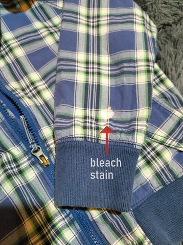 Vintage GAP kids boys unisex zip blue green plaid jacket - SZ (6/7) - Picture 5 of 11