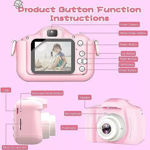 Kids Camera, Camera for Kids Aged 3-8, Unicorn Little Girls Toys Kids Selfie Ca - Picture 3 of 8