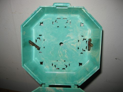 1940er Hommer Mfg Co USA Kunststoff Garn Halter Schnur grün marmoriert orientalisch - Bild 12 von 14