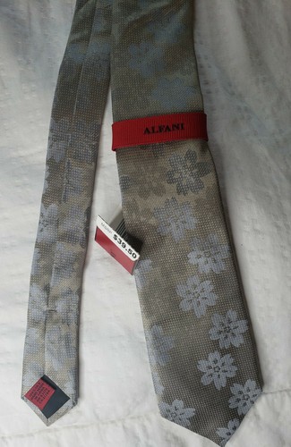 New Alfani Tie Taupe Floral - Picture 1 of 3