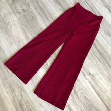 60s/70s Burgundy High Waist Wide Leg Flare Bell Bottoms Disco Boho Hippie XXS