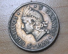 1951 Dominican Republic 5 Centavos