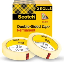 Double Sided Tape, 3/4 in X 1296 In, 2 Rolls (665-2P34-36)