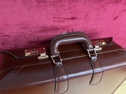 Valigetta vintage Presto in pelle marrone grande extra profonda - Foto 9 di 19