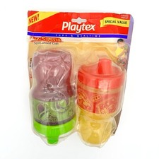 Playtex Big Sipster Vtg Spill Proof Cups Sippy Cups Purple Yellow Lot of 2