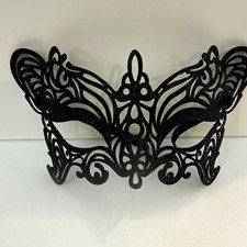 Black Filigree Masquerade Eye Mask w/ Ribbon Ties, Adjustable Adult Unisex