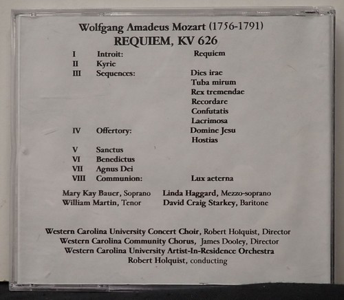 Mozart Requiem - Western Carolina University CD  2003 - Bild 2 von 3