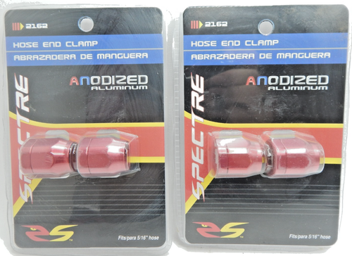 Pair Red Aluminum Fuel Line Ends Magna Clamp 5/16 ID Fuel Line Hose LOT OF 2 - Picture 1 of 2