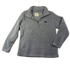 Simply Southern Gray Sherpa Fleece Quarter Zip Pullover Sweater Womens Medium