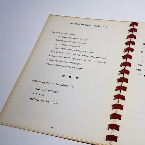 Vintage 1976 Philadelphia Phillies Fillies Cookbook Spiral Bound 1st Edition Tug - Imagen 10 de 17