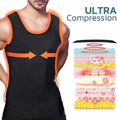 Men Neoprene Sauna Sweat Waist Trainer Vest Body Shaper Gym Weight Loss Tank Top - Picture 3 of 19