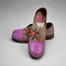 Socofy Womens Purple Floral Loafer Shoes Size EU 38 / US SIZE 7.5 New