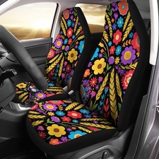Jodoolang Colorful Boho Hippie Floral Car Seat Covers 2 Pcs Jodoolang Colorful Boho Hippie Floral Car Seat Covers 2 Pcs