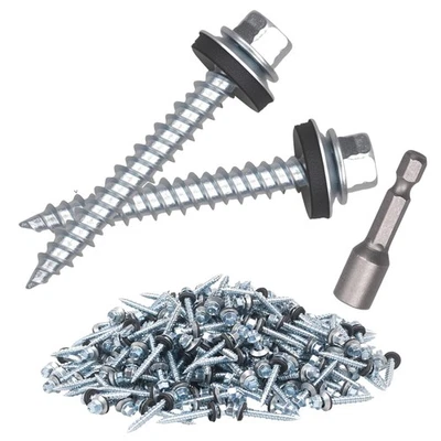 LAKAPRE Metal Roofing Screws 300PCS10x1-1/2inch, Hex Head Sheet Metal Roof Screw with