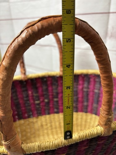 Afrikanische Bolga Ghana MARKTKORB handgewebtes Leder Wickelgriff - Bild 15 von 15