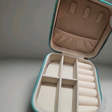 Zippered Jewelry Box Travel Case Organizer Turquoise