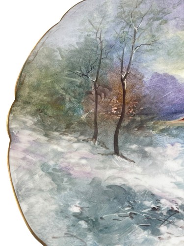 Gorgeous Winter Scenic Limoges JPL Hand Painted Artist Signed Charger - Picture 3 of 5