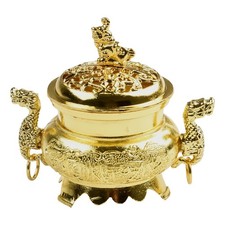 Image of Chinese Dragon Cover Incense Burner Metal Aromatherapy Censer Cone Holder Decor#