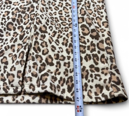 Women’s Long Robe Leopard Print Fleece 2 front Pockets Full Zip long sleeve S - Picture 7 of 8