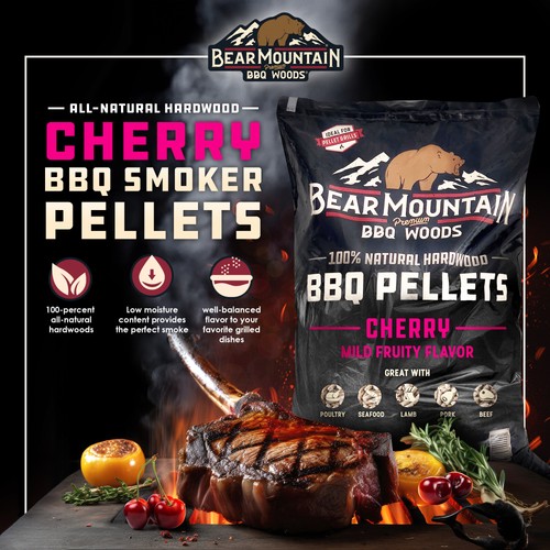 Bear Mountain BBQ Premium All Natural Hardwood Cherry Smoker Pellets, 40 Pounds - Afbeelding 2 van 11