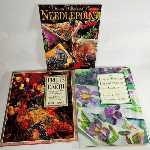 Lot of 3 Sampler Cross Stitch Needlepoint Pattern Books Kooler Ehrman Dessein