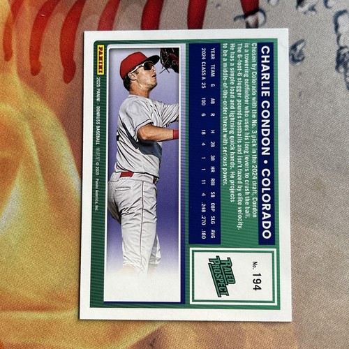 2025 Panini Donruss - Rated Prospects Charlie Condon #194 Red and Blue Laser - Bild 2 von 2