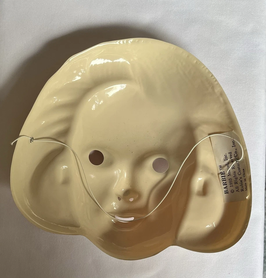 Máscara fantasia vintage Barbie Halloween 1993 Mattel olhos azuis fantasia Rubie’s - Imagem 2 de 4