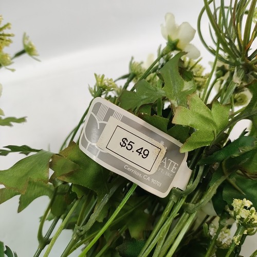 Artificial Green Wax Flower 21" Decorative Floral Bush Queen Anne's Lace - Picture 9 of 10