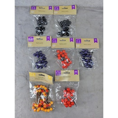 Crafter's Square Berry Picks Halloween Fall 7 Packs Black Purple Orange 132pc