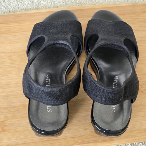 STUART WEITZMAN Nugiver Wms Low-Wedge Stretch Sandal Sz 8 Leather-Outsole SPAIN - Picture 2 of 14