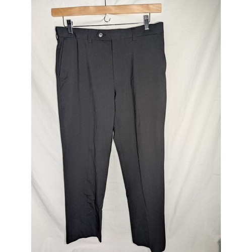 Lands End Traditional Fit Mens Black Trousers Dress Pant Wool Blend Size 33 X 31