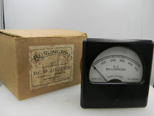 Burlington 2,95" Square 500mA DC Meter NOS NIB Serious Tubes AXL523 - Bild 4 von 4