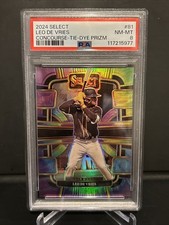 2024 Panini Select Baseball Leo De Vries Concourse Tie-Dye Prizm /25 PSA 8