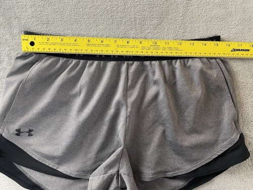 Under Armour Heatgear Running Shorts Womens Size Large Gray Black, 2 Pockets - Picture 7 of 14