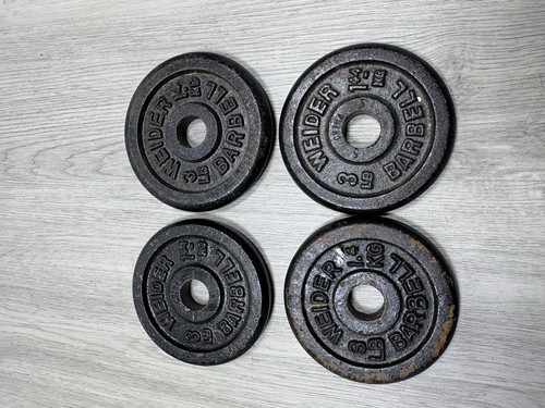 Weider Barbell ~ 3 LB.~ 1.4 KG Weight Plates 1" Hole ~ Set of 4 ~ 12lbs Total