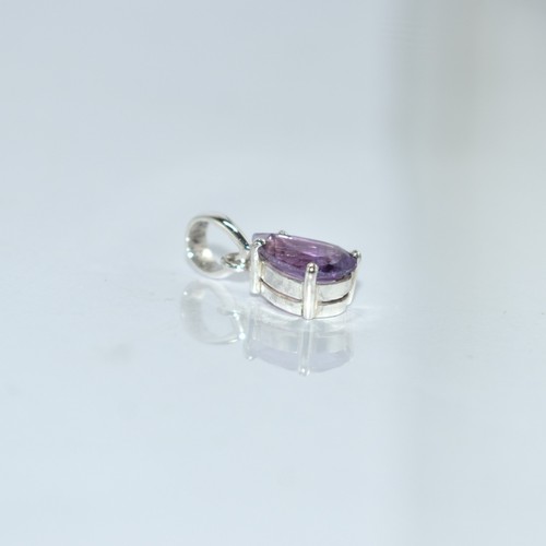 Perfecta forma de pera amatista natural 925 plata esterlina colgante regalo... - Imagen 3 de 10