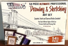 New U.S. Art Supply 54-Piece Ultimate Drawing & Sketching Art Set 4 Sketch Pads