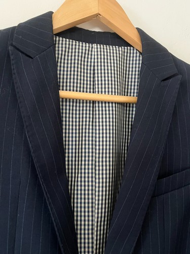 Traje Chaqueta Blazer M&S Autógrafo Niños Rayas 12 Años Azul Marino Boda Formal - Imagen 2 de 9