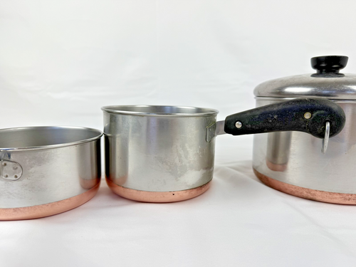 Vintage Revere Ware Topfset 3-teilig Kupferboden Töpfe mit Deckel USA Clinton Ära - Bild 3 von 18