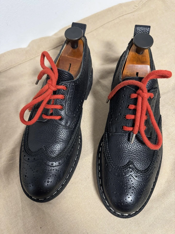 Zapatos Givenchy Para Hombre Talla 9 Negro Brogue Punta de Ala Derby Suela Hechos en Italia Foto 2 de 4