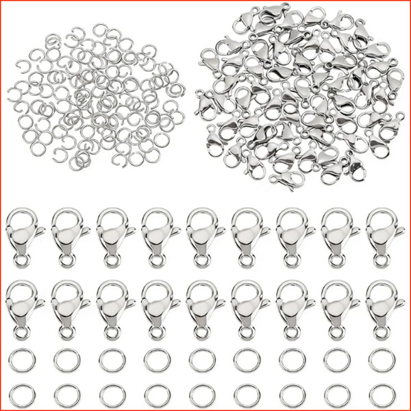 Biegeringe 4Mm 304 Edelstahl 120 StüCk Mit 60 KarabinerverschlüSsen Schmuck-image