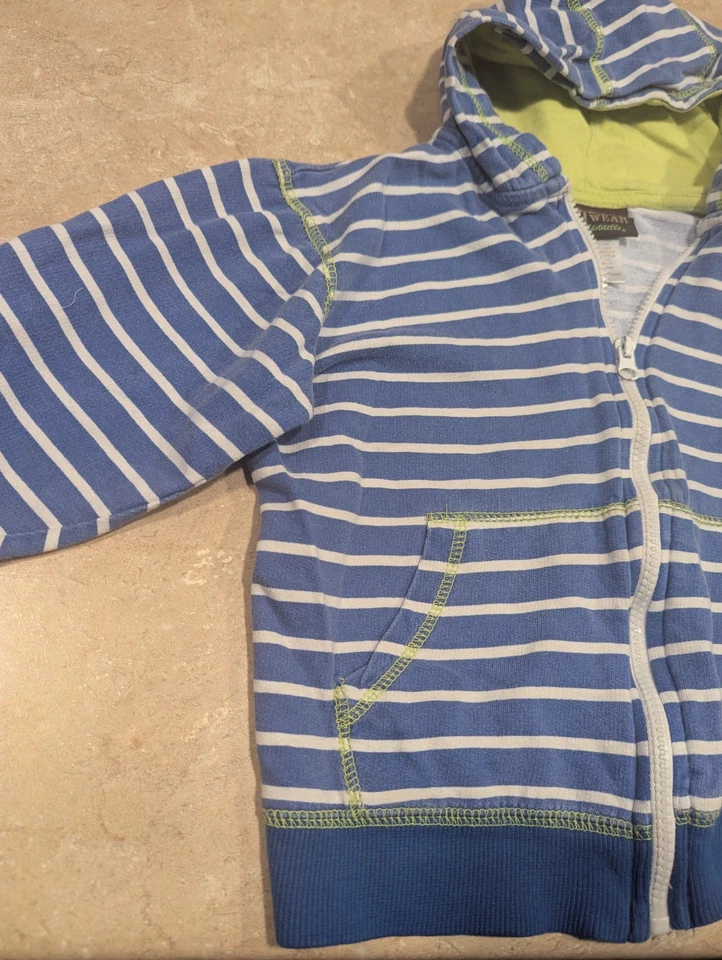 Nanette Boyz Wear Full-Zip Zip-Up Hoodie Sweater Sweatshirt Blue Stripe Cotton 5 - Image 2 of 4