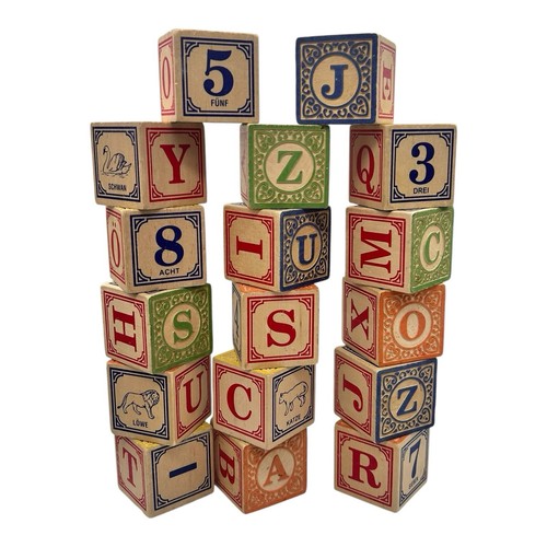Set of 17 Uncle Goose GERMAN Wooden Embossed Alphabet Numbers Animals Blocks Toy - Picture 3 of 4