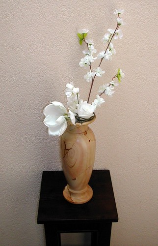 SteinVase Paesina Stein 4kg Handarbeit Ruinenmarmor Landschaftsmarmor beige 36cm - Bild 10 von 24