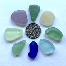 Surf Tumbled Sea Glass DRILLED  Jewelry Quality  8 Larger Scale Pieces